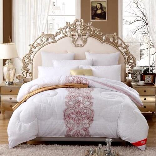 Luxury Silk Down Thicken Comforter Quilt Duvet Winter European Style Blanket Core Filler 100%Cotton Cover King Queen Twin Size