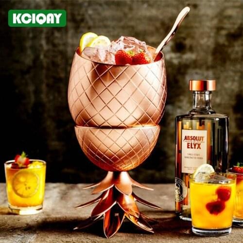 500ML/18Oz Stainless Steel Pineapple Mug Creative Wine Tumbler Cocktail Beer Mug Whisky Vodka Beer Cup For Birthday Xmas Gift