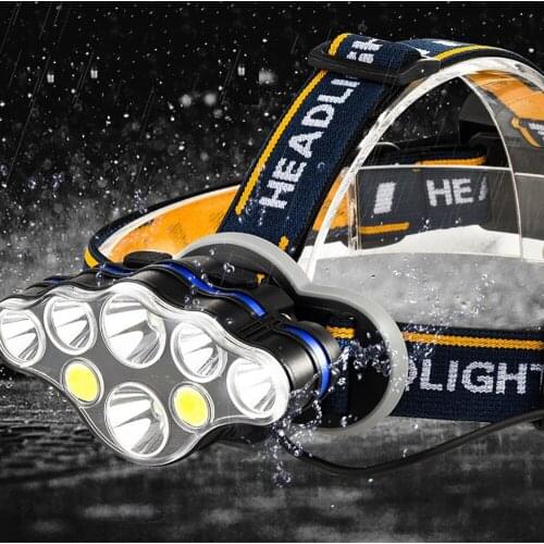 T6 LED Headlamp Headlight Torch Rechargeable Flashlight Work Camp Light Outdoor 8 LED Powerful Headlight USB Light Head Lamp kit