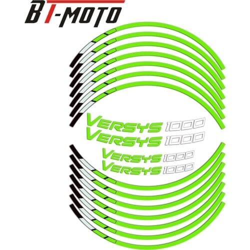 For Kawasaki VERSYS 1000 Motorcycle Reflective Versys 1000 Font Sticker Wheel Rim Stripe Decal Sticker Front Rear Decal Full Set