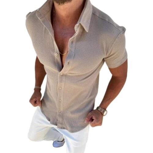 Loose Pragmatic Men Summer Casual Blouses Solid Color Men T-shirt Fashionable for Travel