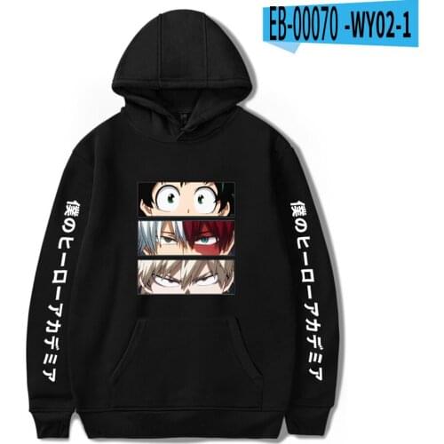 Hot Comic My hero academia Hoodies Men Women Sweatshirts Autumn Hip Hop Kids Hooded Casual Boys Girls Suitable Black Pullovers