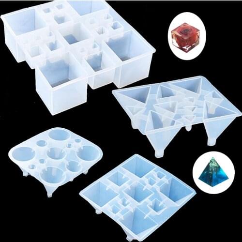 Transparent Resin Silicone Mold for jewelry Pyramid 20mm 30mm 40mm 50mm charms pendants handmade tool crystal epoxy resin molds
