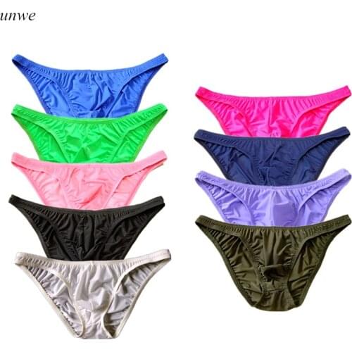 Sexy Nylon Underwear for Men Comfortbale U Convex Men Bikini Brief Solid Color Gay Breathable Panties