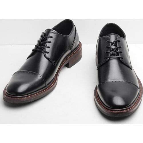 HECRAFTED Men Derby Shoes Thick Sole Men Casual shoes Black Men Leather Shoes #AL711