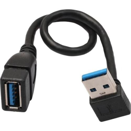 USB 3.0 Right Angle 90degree Extension Cable Male to Female Adapter Cord, 20cm