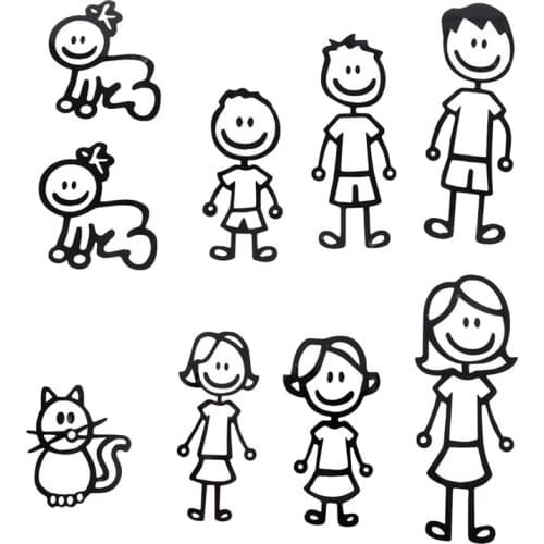 Viny Decal Car Stick Figure DIY Adhesive Window Car Stickers Custom Family Member Waterproof auto sticker