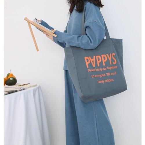 New Design Women Big Canvas Shoulder Bags 3D Letter Print Friendly Grocery Shopping Bag Cloth Handbag Casual Tote For Ladies