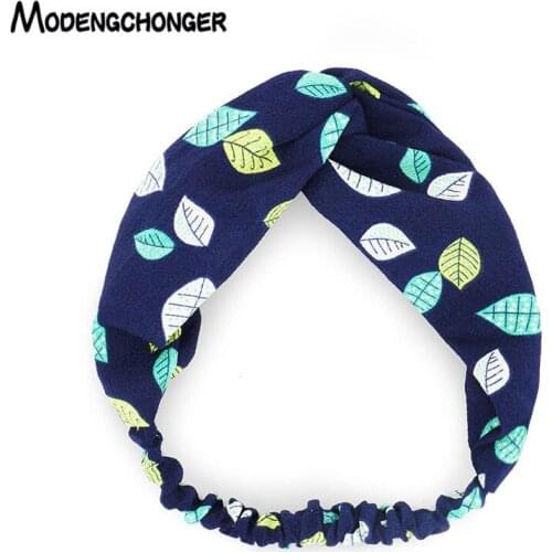 For Women Girls Summer Bohemian Hair Bands Printing Headbands Cross Turban Bandage Stripe HairBands Sweet Hair Accessories