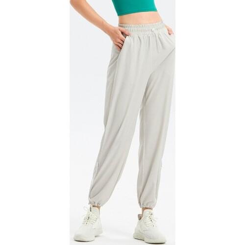 2021 Women Gym Loose Fitness Pants Tie Feet Dance Yoga Trousers Pocket Letter Running Sports Harem Pants Quick Dry Sports Wear