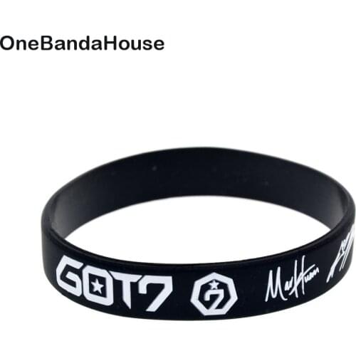 1PC GOT7 with Member Signature Silicone Wristband 1/2 Inch Wide