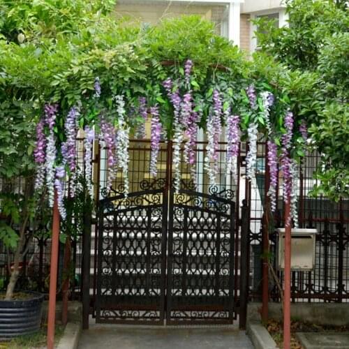12 Pieces Wedding flower branch artificial wisteria flower decoration flower outdoor arch decoration gate vine garden leaf