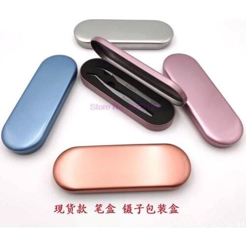 200pcs Portable eyelash tweezer storage box lash tweezers case with Lining beauty