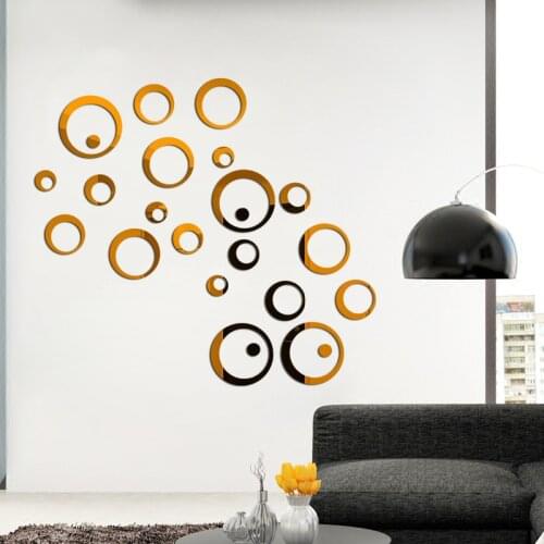 2021 New 24pcs Creative Wall Stickers Mirror Stickers Decal Round Shape For Bedroom Background Modern Fashion Home Decoration