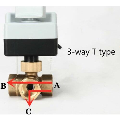 3 way motorized ball valve electric ball valve motorized valve Three line two way control AC220V DN15-DN40 T type