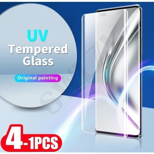 4-1Pcs UV tempered glass for Huawei nova 7 8 P30 P40 pro plus mate 20 30 30E 40 RS 40E film phone screen protector