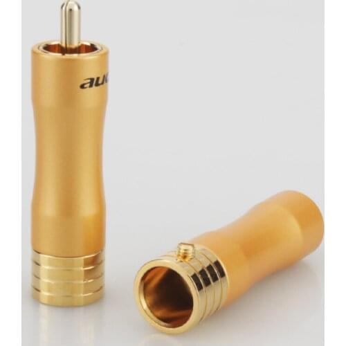 4xAudiocrast R015 24K Gold plated RCA Plug Adapter Audio Phono Gold Plated Solder Connector RCA Repair Ends HIFI 8MM Cable Plug