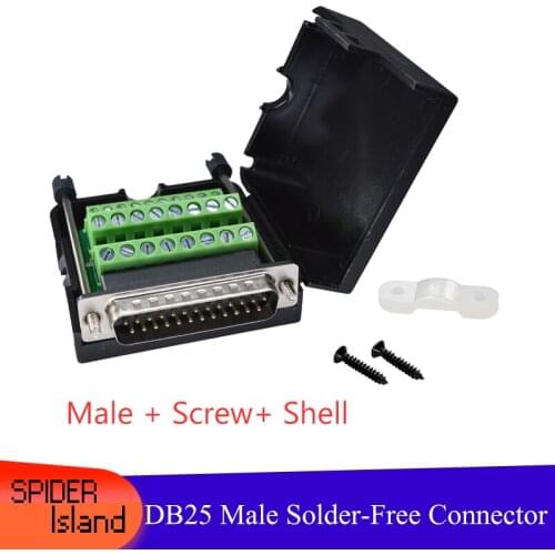 5pcs DB25 Male / Female Terminal Block DR25 Parallel Port Solder-Free Quick Plug D-SUB Connector DB25 Free Weld Connector