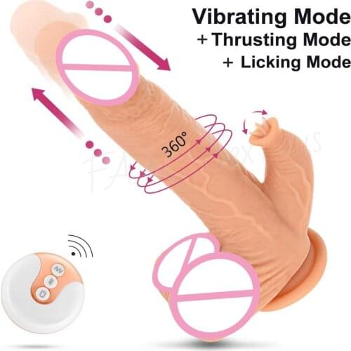 7 Speed Remote Realistic Big Dildo Clitoris Stimulation Telescopic Dildos Automatic Heating Dildo Vibrator Huge Penis Sex Toys