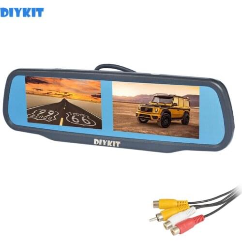 DIYKIT Dual 4.3" TFT LCD Mirror Monitor Car Monitor for Dvd Video Player Reversing Backup Car Camera