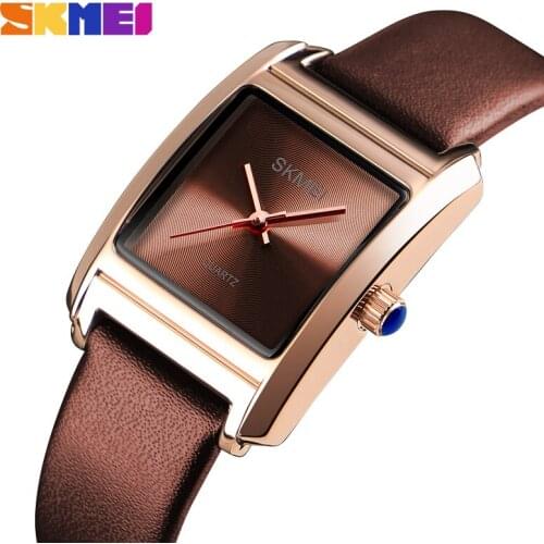 SKMEI Luxury Brand Women Quartz Watches Leather Watch Women Fashion Waterproof Clock Dress Ladies Wrist Watch Montre Femme