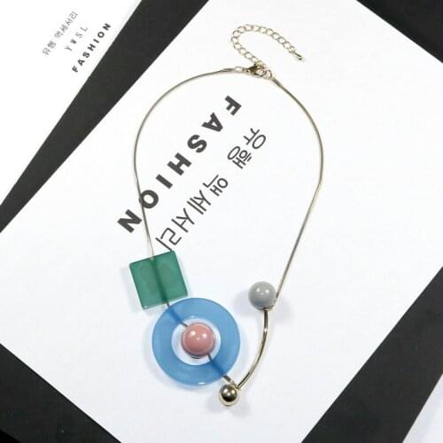 Long Blue Resin Necklace Womens Accessories Snake Chain Charm Necklace Girls Trendy Fashion Jewelry Gifts For Mom Wholesale 2020