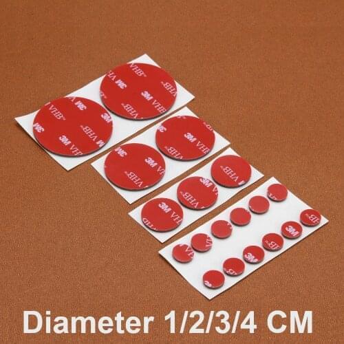 Red Round 4991 VHB Adhesive Double Side Tape Double-sided adhesive Foam Tape Diameter 1/2/3/4CM x Thickness 2MM