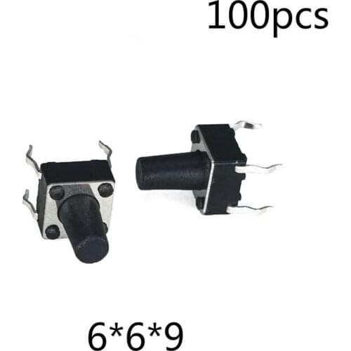 EP High Quality 100pcs/lot 6*6*9mm 4 PIN Tactile Tact Switch Push Button Micro Switch Direct Plug-in Self-reset Top Copper