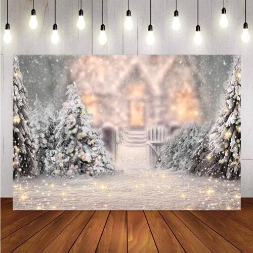 Photography Background Winter Snowflake Christmas Tree Decoration Backdrop for Photo Studio party events