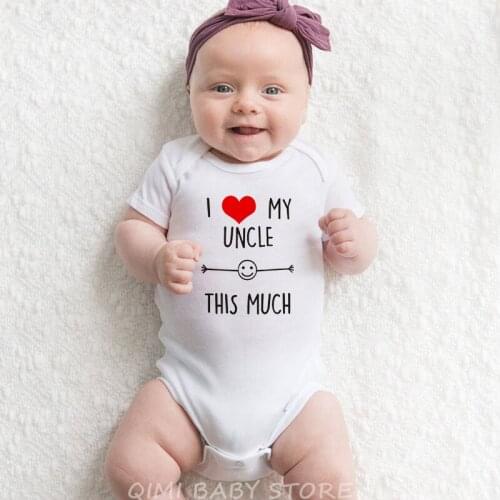 I Love My Uncle This Much Funny Newborn Baby Cotton Romper Infant Girls Boys Short Sleeve Fashion Kawaii Cute Jumpsuit Outfit
