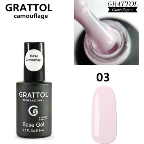 GRATTOL Professional 15ML Camouflage 03 Nail Polish Nail Art Color Base Gel 2 In 1 Manicure Semi Permanent UV Nude Base