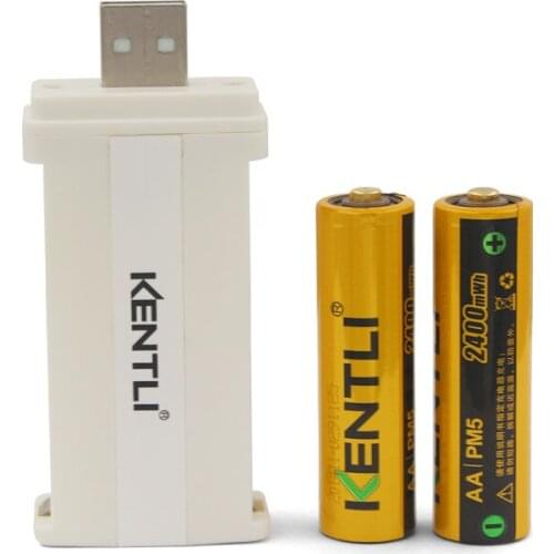 KENTLI 2pcs 1.5v 2600mWh AA rechargeable Li-polymer li-ion polymer lithium battery +1 USB AA AAA smart Charger