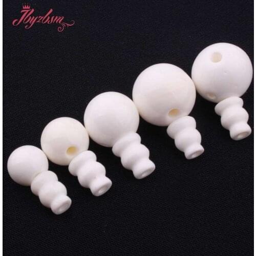 8,10,14,16mm Round Beads&5x7mm Taper Beads White Shell Tibet Guru For DIY Nectlace Bracelet Jewelry Making 1 Set Free Shipping