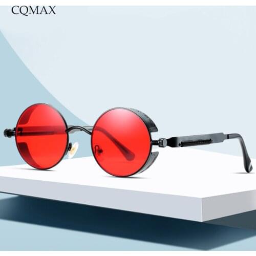 CQMAX Round SteamPunk SunGlasses Retro Circular Metal Frame Reflective Colorful Ladies Vintage Sun Glasses Men Oculos UV400