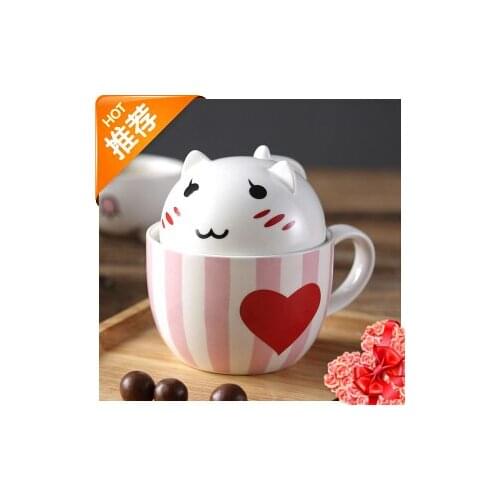 350ml Cute Cat Lovely Mug New Cartoon Ceramic Mug Coffee Tea Mugs with Lid Bottle Drinkware Couples Cups Creative Gift