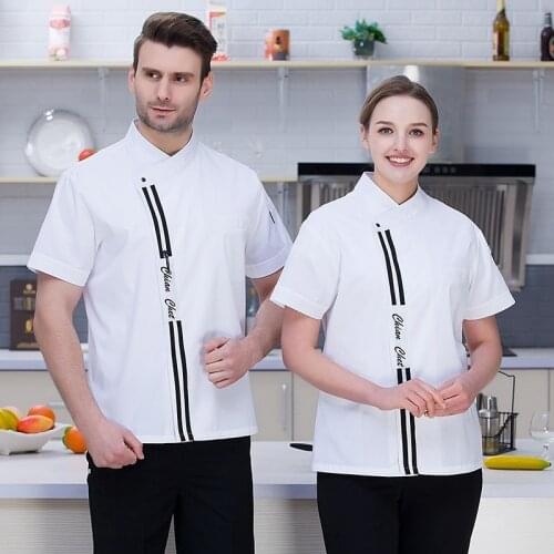 Summer Short Sleeve Chefs Uniform Breathable Food Services Cooking Clothes Kitchen Chef Western Restaurant Workwear Chef Coat