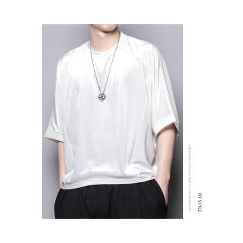 Summer new japanese-style casual retro hemp ice v-neck shirt shirt loose short-sleeved t-shirt mens trend
