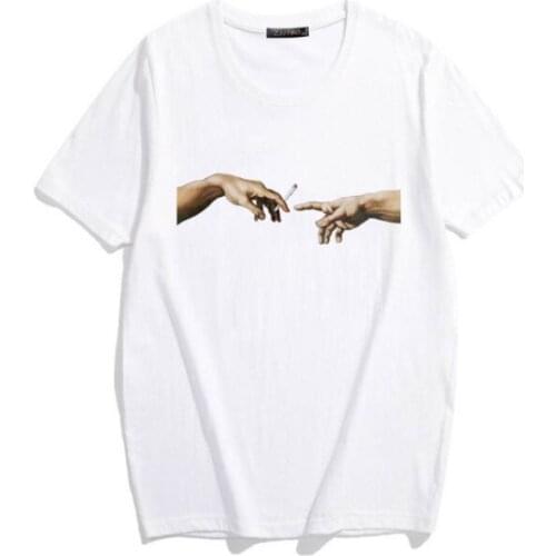 MICHELANGELO Harajuku Cool Funny personality Print t-shirts women t-shirts Ulzzang Hip Hop Streetwear Casual Womens Tops tees