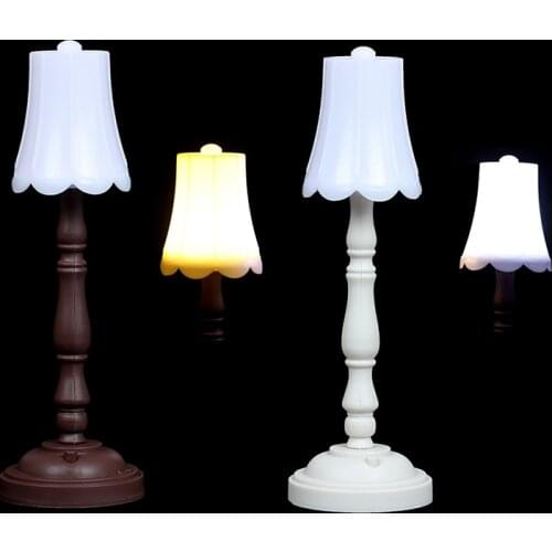 1Pcs 1/12 Dollhouse Miniature LED Lamp Floor Lamp For Doll Home Decor Toy With White Light Cover For Scale Dollhouse Accessory