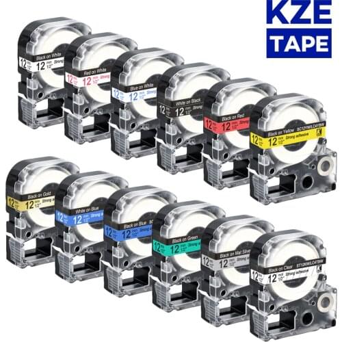 More sizes Multicolor Label Tapes SS12KW LC-4WBN9 SS9KW SS18KW for Epson Label Printer for KingJim label maker LW-300 LW400
