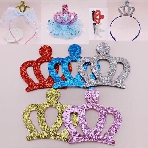 Sew on 5.3*4.5cm 20pcs/lot crown Padded Patches Appliques For Clothes DIY Childrens hair Decoration