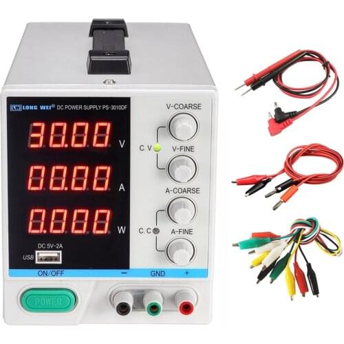 New PS-3010DF 30V 10A Laboratory DC Power Supply Adjustable 4 Digit Display USB Charging Output Regulated DC Power Supply Repair