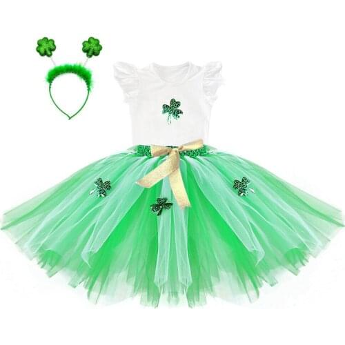 New Green Tutu Dress Kids Cosplay Costume Set Baby Girls Birthday Party Tutu Dress Children Halloween School Perform Clothes Set