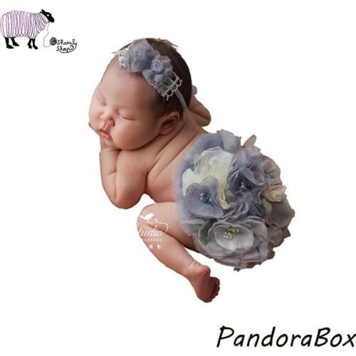 Newborn Baby Girls Photo Shoots Flower Headband Skirt Outfits Photography Prop Clothing foto Shooting Costume Baby Shower Gift