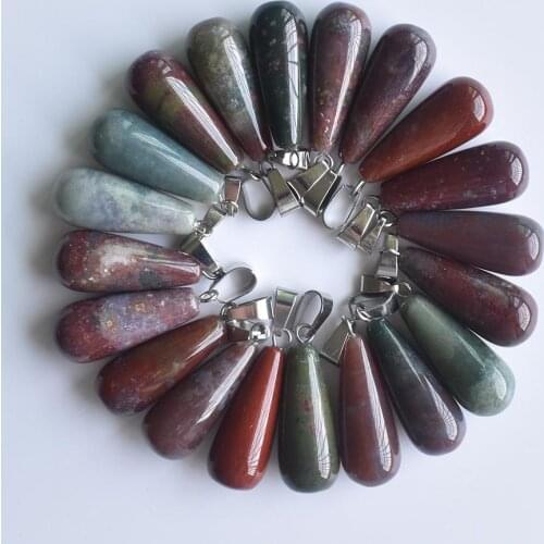 Wholesale 30pcs/lot Fashion Natural Indian onyx drop shape Charms Pendants for women and men jewelry making free shipping