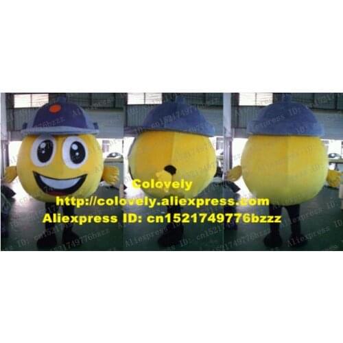 Naughty Yellow Tennis Ball Tenis Billiard Carom Table Ping-pong Pong Mascot Costume Dark Blue Hat Bright Eyes No.5923 Free Sh