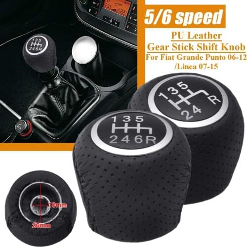 Gear Shift Knob Head Level FOR FIAT GRANDE PUNTO LINEA 2006 - 2012 Car Pu Leather Breathable Accessories New Car 5 / 6 speed