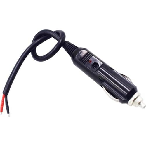DIY 12V Replacement Cigarette Lighter Male Plug with Lead - 24V Car Power Adapter Auto Accessories with Led Lights, 10A Fuse