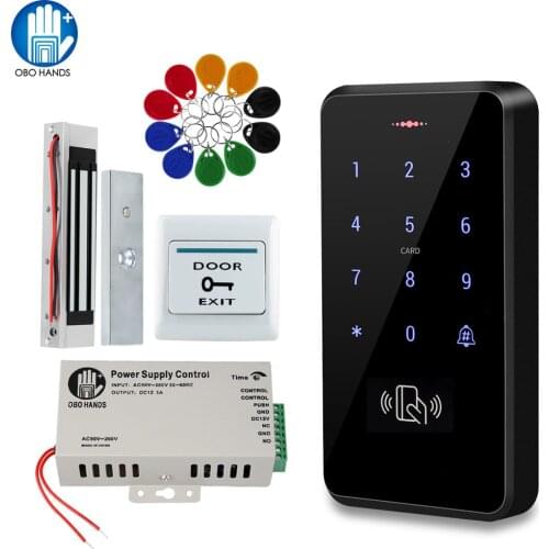 Outdoor RFID Access Control System IP68 Waterproof RFID Keypad Keyboard + Power Supply + Electronic Magnetic Lock Strike Locks