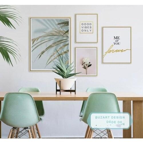 Nordic Modern Creative English Plant Landscape Photo Wall Combination Canvas Painting Small Fresh Living Room Art Decor Pictures